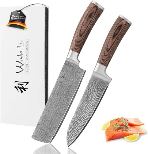 Wakoli Edib 2er Damastmesser Set – Santoku & Nakiri von Wakoli