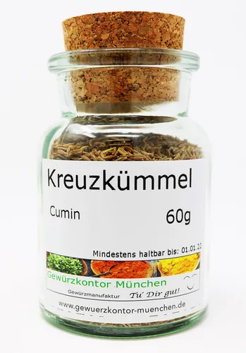Cumin, Kreuzkümmel ganz 60g im Glas Gewürzkontor München