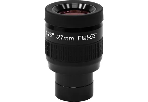 Omegon Teleskop Omegon Flatfield 27mm Okular 1,25'' - Premium Teleskop Okular mit flachem Bildfeld für kristallklare Abbildungen bis in die Ecken, ideal für detailreiche Beobachtungen von Planeten und Nebeln.