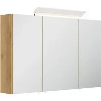 Spiegelschrank 100cm mit LED-Lampe und Glasböden - Eleganter Spiegelschrank in Hochglanz-Weiß, inklusive einer stilvollen LED-Acrylglaslampe und 4 praktischen Glaseinlegeböden für optimalen Stauraum.