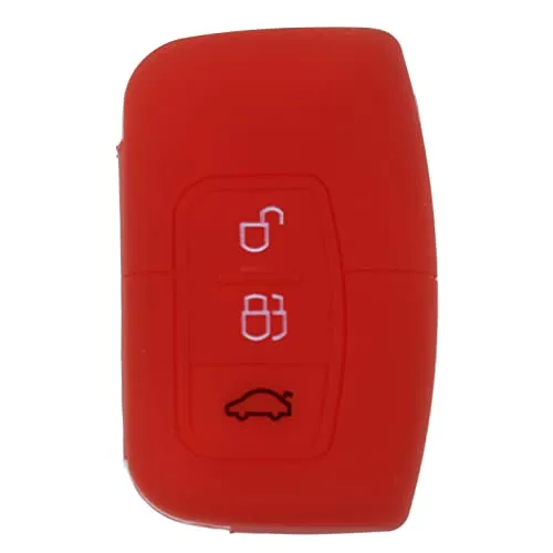 KEYLESS Schlüssel Cover Hülle Rot Kompatibel mit Ford C-Max Focus Kuga Mondeo