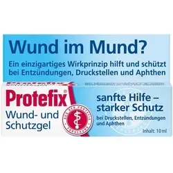 Protefix Wund- und Schutzgel - Arzneimittel zur Linderung von Schmerzen bei Mundschleimhautentzündungen, fördert die Wundheilung ohne Alkohol und Lidocain, ideal unter Prothesen und Zahnspangen.