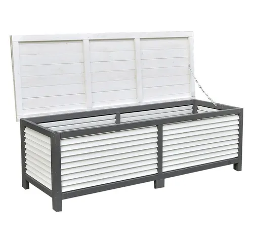 Mucola Auflagenbox Grau - Stauraum für Garten - Auflagenbox aus Holz, klappbar mit 283 l Fassungsvermögen, UV- und witterungsbeständig. Ideal für die Aufbewahrung von Kissen und Gartenutensilien.