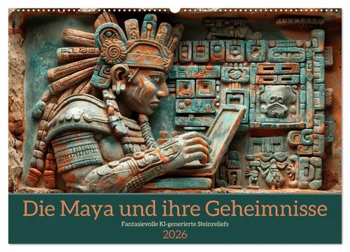 CALVENDO Wandkalender Die Maya und ihre Geheimnisse 2026 - Erleben Sie die alten Maya in modernem Licht! Dieser hochwertige Wandkalender zeigt beeindruckende KI-generierte Bilder und wird aus FSC-zertifiziertem Papier in Deutschland gefertigt. Ein einzigartiges Kunstwerk für Ihr Zuhause!