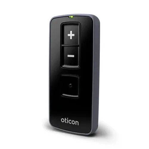 Oticon Connectline Fernbedienung - Hörgerätekappen für Oticon-Hörgeräte, ermöglicht einfache Lautstärkeregelung und Programmwechsel in kompakter Größe, ideal für diskrete Kontrolle.