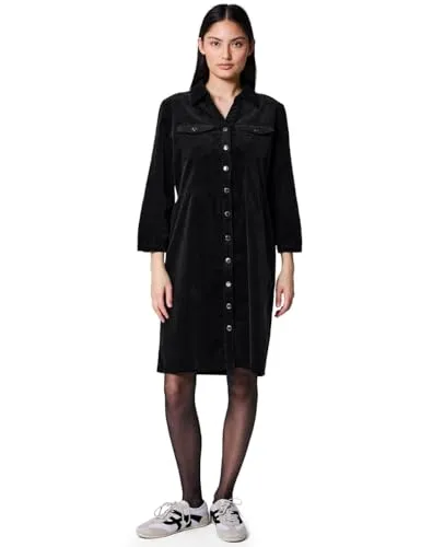 Street One Studio Damen Cordkleid mit Volant - Kleid für Damen, knielang mit Hemdkragen und Brusttaschen, aus weichem Baumwollmix für hohen Tragekomfort.