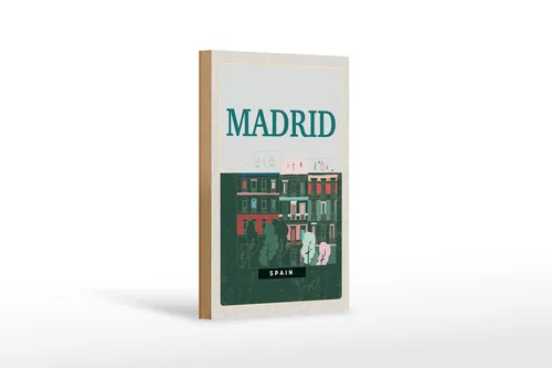 Holzschild Reise 12x18 cm Madrid Spain Erringungen Retro Deko Schild
