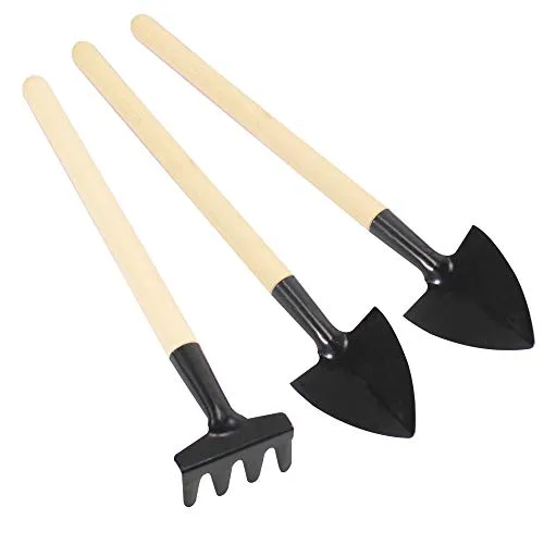 TRIXES Set mit Mini Gartenwerkzeugen Schaufel Rechen Pflanzkelle Flower Pot Tools Sämling Gewächshaus Pflanzen