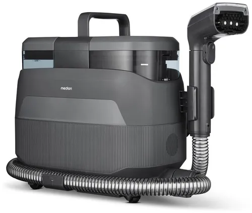 MEDION X10 UC Polsterreiniger Gerät Waschsauger für Teppiche und Polster - Leistungsstarker Waschsauger mit 1650 W für die gründliche Reinigung von Polstern, Teppichen und Autositzen. Flexibel in der Anwendung durch Kalt-, Heiß- und Dampfreinigung. Praktisch mit Tragegriff und Rollen für einfachen Transport.
