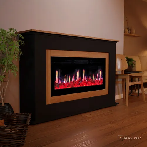 Glow Fire SCM-4 Elektrokamin mit Screen Motion - Eleganter Elektrokamin mit LED-Heizfunktion und realistischem Glutbett. Wählen Sie aus 3 Flammenfarben und genießen Sie die stimmungsvolle Atmosphäre – auch ohne Heizfunktion. Bedienen Sie ihn bequem per App oder Fernbedienung.