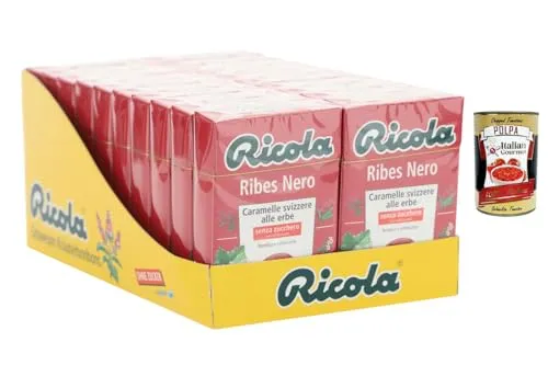 Italian Gourmet Schweizer Kräuterbonbons Schwarze Johannisbeere – ohne Zucker – 20x50g Vorratspack – Kräuterbonbons mit intensivem Fruchtgeschmack