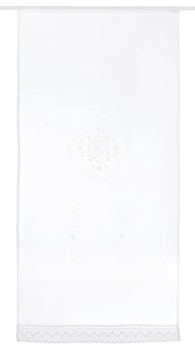 Home fashion TÜRBEHANG LEINENSTRUKTUR Bestickt - Scheibengardinen & Kurzstores mit schöner Lochstickerei und Macrameebordüre, perfekt für eine stilvolle Fensterdekoration. Maße: 180 x 90 cm, 100% Polyester.