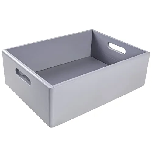 Creative Deco XL Graue Holzkiste - Aufbewahrungsbox aus europäischem Kiefernholz, perfekt für Dokumente, Spielzeuge und Werkzeuge. Mit abgerundeten Kanten für sicheres Design und vielseitige Nutzung.