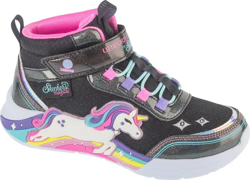 Skechers S Lights Unicorn Chaser Jumping Magic Kinder Sneaker Schwarz mit Glitzer - Hochwertige Hightop-Sneaker für Kinder mit coolem Einhorn-Design, ideal für aktive Abenteuer und stylische Auftritte.
