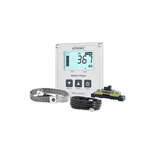 Votronic 1266 LCD-Batterie-Computer 200 S Smart-Shunt - Photovoltaik-Zubehör mit LCD-Display, bietet präzise Informationen über Ladezustand, Batterieströme und Spannung auf Knopfdruck.