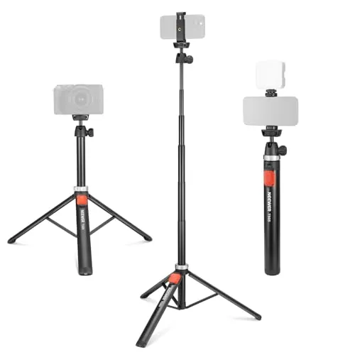 NEEWER Stativ für Handy & Kamera mit Fernbedienung & Handyhalter, TS05 | Kompatibel mit iPhone GoPro Canon Sony DSLR, 62,9