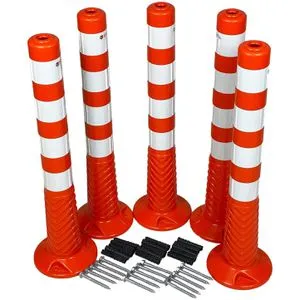 UvV Absperrpfosten Flex Ecoline 75, aus Kunststoff, zum Aufdübeln, flexibel, orange/weiß, 5 Stück