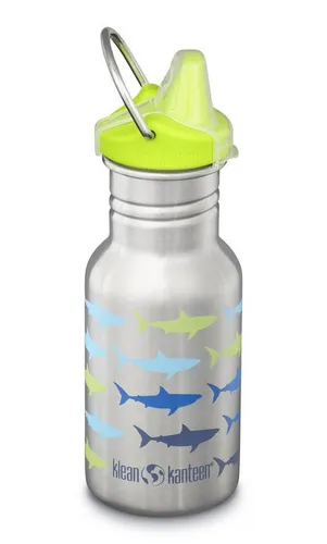 Klean Kanteen Trinkflasche 355ml Kid Kanteen® Classic Shark Fade - Trinkflasche für Kinder, robust und nachhaltig, mit kindgerechtem Sippy Cap für einfaches Trinken und fantasievollen Designs – ideal für Abenteuer im Alltag.