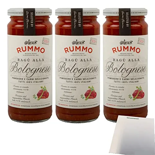Rummo Ragù alla Bolognese Sauce 3er Pack (3x340g Glas) + usy Block