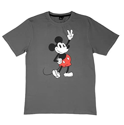 Disney Mickey Mouse T-Shirt für Männer Herren Oberteil Shirt kurzärmlig Hemd Grau (as3, Alpha, m, Regular, Regular, M)