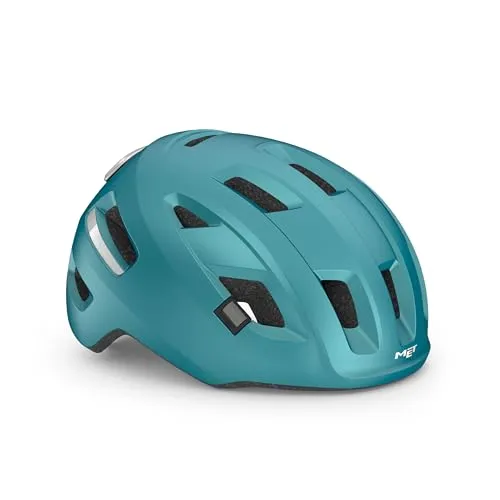 Fahrradhelm für E-Bike MET E-Mob – sicher, bequem, belüftet, integriertes USB-LED-Licht - Size M (56-58cm) - Teal
