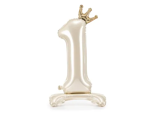 Stojący balon foliowy cyfra 1 , 84 cm, jasny krem 1 op. / 1 sz 5904555080911
