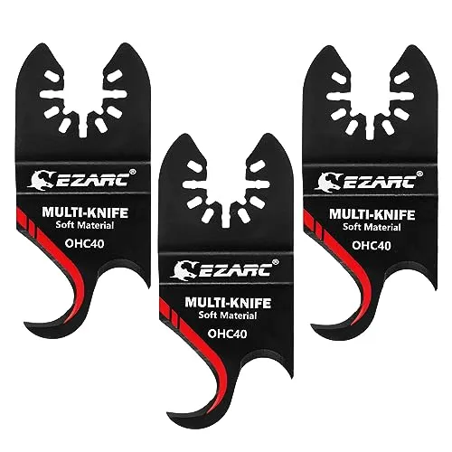 EZARC Multitool Sägeblätter Multi-Messer Hakenmesserklinge 3pcs zum Schneiden für weiche Materialien, Dachschindeln, PVC-Teppich und Pappe