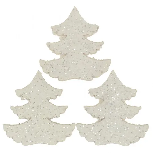 Streudeko Weihnachten Tannenbaum Weiß Glitter 4cm 72 Stück - Festliche Deko aus