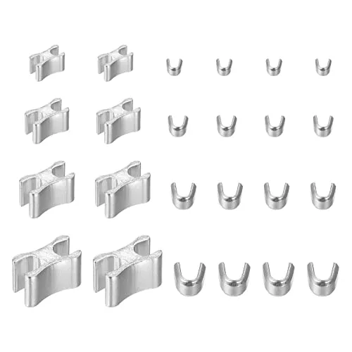 sourcing map 16 Stück Reißverschluss Stopper Oben Stopfen (4 Größen Silber) | Schieberhalter und Grund Hält #3 #5 #8 #10 Taschen Mäntel Jacken Geschlossene Reißverschlüsse Auswechseln