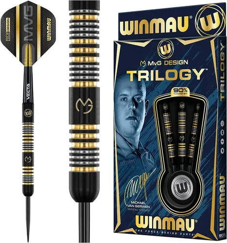 WINMAU Michael Van Gerwen MvG Trilogy Dartpfeile 21.5g - Steel-Dartpfeile aus 90% Wolfram, handgefertigt für exzellente Präzision und Kontrolle. Ideal für Profis, die höchste Ansprüche an ihre Ausrüstung stellen.