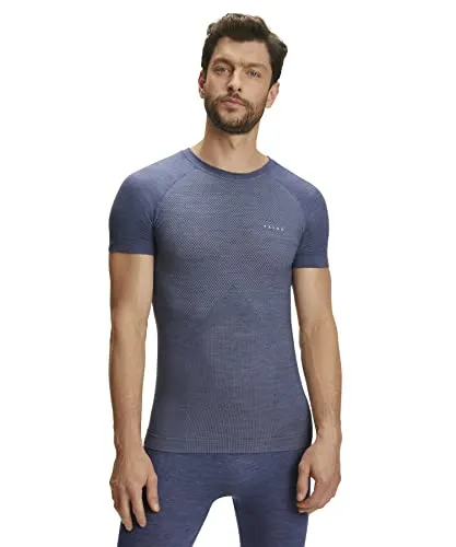 FALKE Herren Baselayer-Shirt Wool-Tech Light Round Neck M S/s Ts - Unterhemden aus Merinowolle, atmungsaktiv und schnelltrocknend für optimalen Komfort beim Sport in allen Temperaturen.