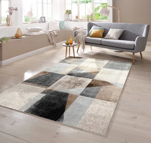 TeppichHome24 Teppich Teppich Karomuster in braun beige grau schwarz, rechteckig