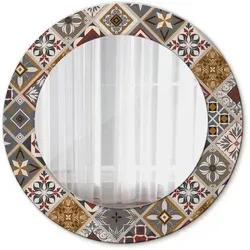Tulup Rundspiegel mit Druck, 50 cm – Stilvoll und Modern - Eleganter runder Wandspiegel mit einzigartigem Print-Design. Ideal für Bad, Wohnzimmer oder Flur. Aus robustem Spiegelglas, pflegeleicht und einfach aufzuhängen. Setzen Sie stilvolle Akzente in Ihrem Zuhause!