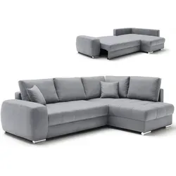 Ecksofa silver mit Boxspringfederung
