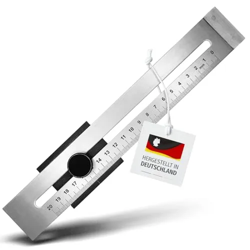 MIB Streichmaß aus rostfreiem Stahl 200 mm, DIN 9001 | Anreißwerkzeug für Tischler & Handwerker | Maßstab Lineal | Ergonomische Feststellschraube | Skala matt verchromt & lasergraviert