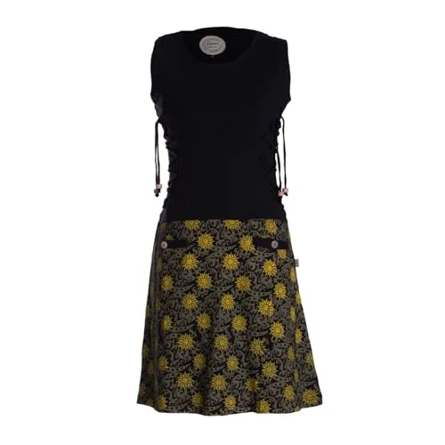 Vishes ärmelloses Damen-Kleid in Schwarz I Größe 2XL (44) I Handgefertigt aus 100% Baumwolle I Kleid mit Taschen I Ideal für Frühjahr & Sommer I Nachhaltige Alternative Bekleidung