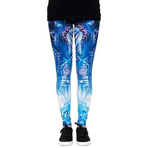 cosey - Bedruckte Bunte Tiermotiv-Leggins (Einheitsgröße) - Design Schmetterling Garten