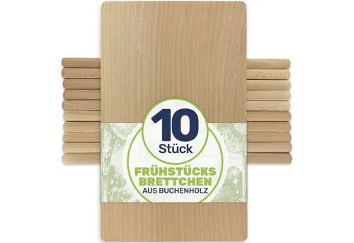 Gravidus Frühstücksbrettchen Holzbrett Buche 22x12x1 cm (10 Stück) - Praktische Brotbrettchen aus hochwertigem Buchenholz, ideal für Kindergarten und Schule. Personalisierbar mit Tiermotiven, messerschonend und pflegeleicht für lange Freude.