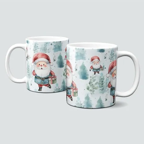 online-hut - Tasse - Kaffeebecher - Weihnachtstasse - Weihnachten - xmas - Winter - Geschenkidee - Weihnchtsmann - Schneewald - Santa - LT-631