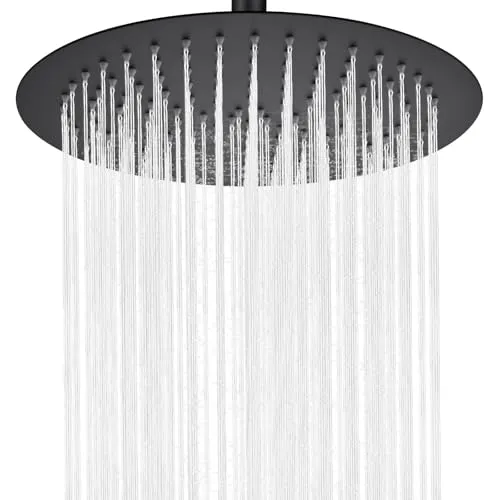 Auralum Regendusche Duschkopf 10 Zoll, Runder Regenduschkopf ⌀25 cm aus Edelstahl, 360° Verstellbare Kopfbrause Groß mit Selbstreinigenden Düsen, Schwarz