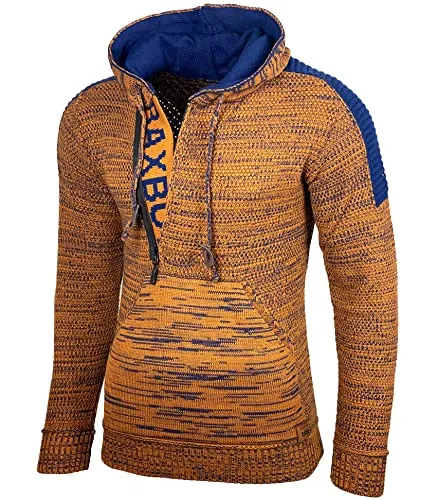 Baxboy Strickpullover Baxboy Herren Strick Pullover Kapuzenpullover Reißverschluss B_290
