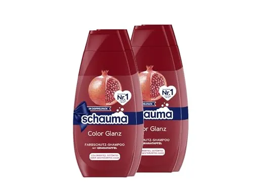 Schauma Schwarzkopf Color Glanz Shampoo, 2er Pack (2x 2x400 ml), deal für coloriertes, gesträhntes oder getöntes Haar, die Formel glättet & pfelgt colorisiertes Haar, exra langer Farbschutz
