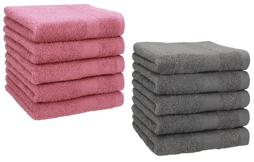 Betz Gästehandtücher Set 10 Stück - Premium 30x50 cm in Altrosa und Anthrazit - Gästehandtücher Set von Betz mit 10 flauschigen Tüchern aus 100% Baumwolle. Hochwertige Qualität, waschbar bei 60°C und trocknergeeignet - ideal für ein stilvolles Badezimmer.