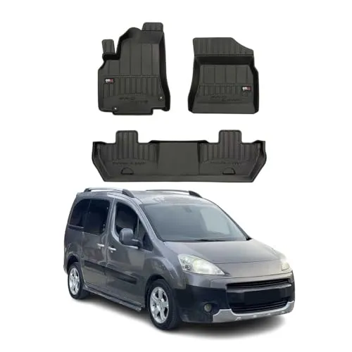 OMAC Gummi Fußmatten für Peugeot Partner Tepee 2008-2018 - Premium 3D-Fußmatten aus langlebigem, wasserfestem TPE mit Antirutsch-Technologie für optimalen Schutz und einfache Reinigung im Innenraum.