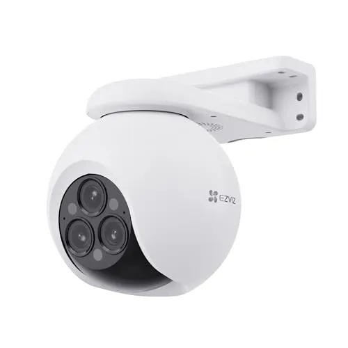 EZVIZ Wi-Fi 360° PTZ Überwachungskamera Aussen mit 3 * 4MP Objektiven, 12 Hybrid-Zoom, Auto-Zoom-Tracking, AI Erkennung, 20m Farbnachtsicht, H.265, 2-Wege-Audio, IP67 Wetterfest, H80f