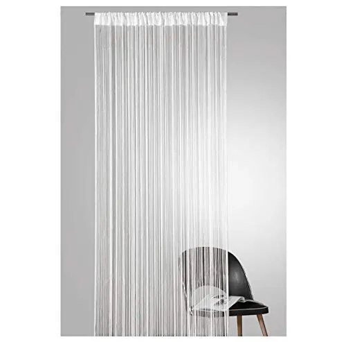 heimtexland ® Fadengardine in weiß HxB 245x148 cm mit Stabtunnel KÜRZBAR hochwertige Qualität FORMSCHNITT MÖGLICH Fadenvorhang Fadenstore Raumteiler Insektenschutz Ökotex Typ121