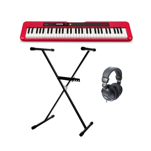 Casio CT-S200 RD Standard Keyboard Set - Vielseitiges Keyboard mit 61 Tasten, 400 Klangfarben und 77 Rhythmen. Ideal für kreative Musiker, inklusive Tragegriff und USB-Anschluss für einfachen PC-Zugang.