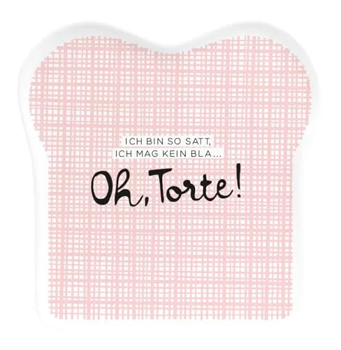 Grafik-Werkstatt Toast-Teller mit Spruch | Porzellan | Torte, 14,5 x 15,5 cm, Rosa,weiß