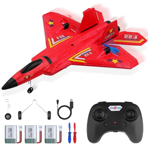 F22 Ferngesteuertes Flugzeug, 3CH, 3 Akkus, Rot
