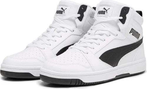 PUMA Unisex Rebound V6 Sneaker, White Black, 44 EU - Herren-Sneaker mit mittlerer Kragenhöhe, weichem Synthetik und perforierten Details für optimalen Tragekomfort und stylischen Look.
